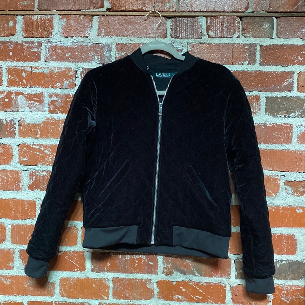 Ralph Lauren Black Velvet Bomber Jacket